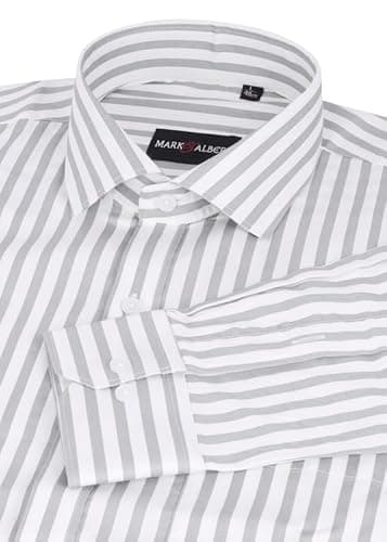 MARK & ALBERT Men's Striped Full Sleeves Cotton Formal Shirt White | Stylish Shirt for Men 4