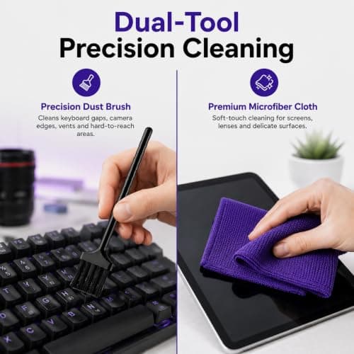 Gizga Pro Series 3-in-1 Laptop Cleaning Kit | 100ml Screen Cleaner Spray, Microfiber Cloth & Cleaning Brush | Alcohol-Free Laptop Screen Cleaner for PC, Mobile, TV, Camera Lens, Tablet & Keyboard 4