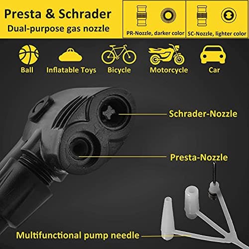 Lirzeg Foot Pump Air Inflator 160 PSI Double Cylinder Portable Foot Pump Air Tyre Inflator for car Bike and Cycle (Black) 5