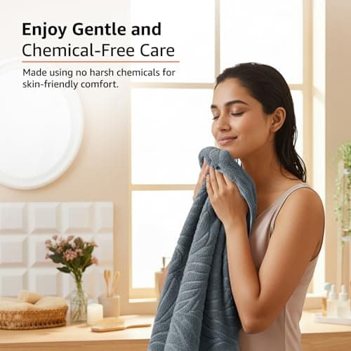 amazon basics Jacquard Ripples Bath Towels, Nature Green 100% Cotton, 500 GSM, 75cm x 150 cm (‎BHE33-BT-NTGN) 5