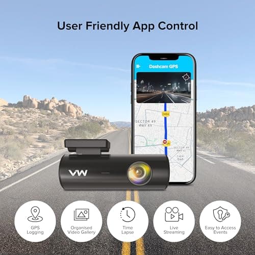 VW Car Dash Camera VW100G (with GPS Log) Dash Cam | Full HD 1080p | Wide Angle View | G-Sensor | WiFi | Hard Wire Kit (Car Charger Not Included) | Emergency Recording | (Dashcam GPS) 4