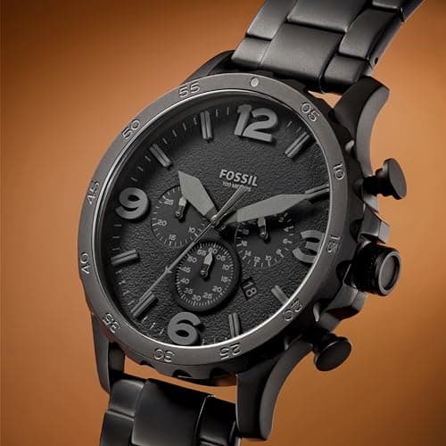 Fossil Nate Chronograph Analog Black Dial Grey Band Men's Stainless Steel Watch - JR1401 4