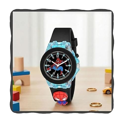SELLORIA Analog Watch for Kids | 3D Cartoon | 7 Multicolor LED Luminous Lights with Silicone Strap | Unisex Best Birthday Gift | Analogue Wrist Watches for Boys & Girls | Age 3-10yr