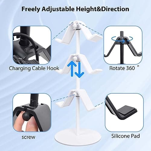 OIVO INDIA Controller Stand 3 Tier,Headphone Holder, Multi Adjustable Game Controller Headset Hanger for All Universal Gaming PC Accessories, Compatible for Xbox PS4 PS5 Nintendo Switch (White) 5