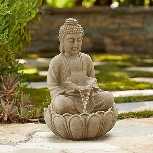 SwarnHouse Decors® Lotus Buddha Water Fountain for Home, Office, Garden Peach Color Large Size - 2 Feet (Limited Edition4) 2