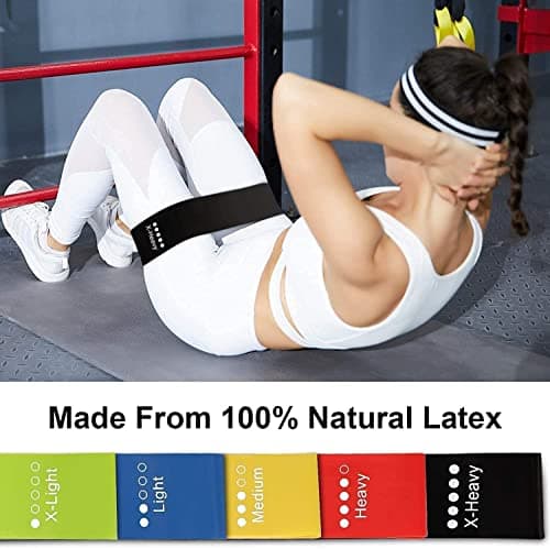 QUXIS Resistance Bands Set for Men and Women, Pack of 5 Different Levels Elastic Band for Home Gym Long Exercise Workout – Great Fitness Equipment for Training, Yoga – Free Carrying Bag 3
