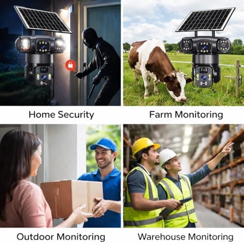 Guard Well 3 Lens Solar 4G Powered PTZ Outdoor CCTV Camera | 360° View | Color Night Vision | Two Way Audio | 4G SIM-Based Security Camera for Home with Mobile App V380 Pro (3 Lens Solar) 5