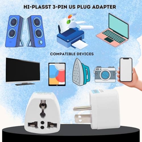 Type-B USA Converter Plug (Pack of 3) India to Canada Travel Adapter for USA, Canada, Mexico, Brazil, Philippines, Cuba, Thailand, Taiwan, Japan, Panama 3pin Plug 4