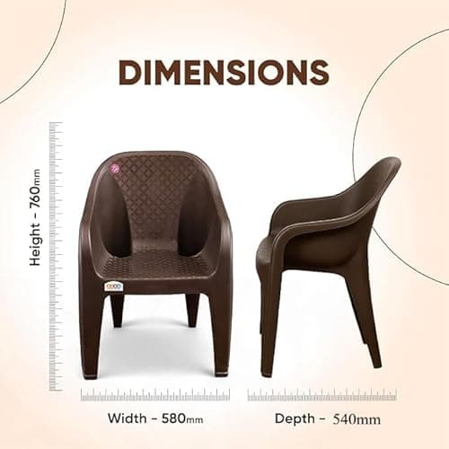 Homiboss Plastic Chair | Chairs for Home | Dining & Restaurant | Living Room & Bedroom | Office, Garden, Indoor & Outdoor | Kursi | Color - Brown | Plastic Chairs Set 6 Pieces 3