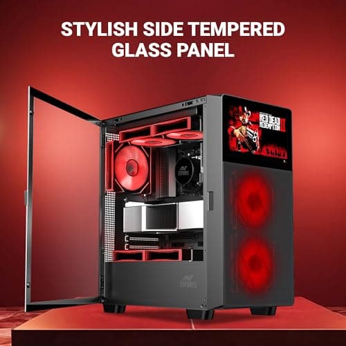 Ant Esports ICE Digital C3 ATX Computer Case/Gaming Cabinet - Black | Support ATX, Micro-ATX, Mini-ITX, Pre-Installed 2 Front Fans & 1 Rear ARGB Fans 4