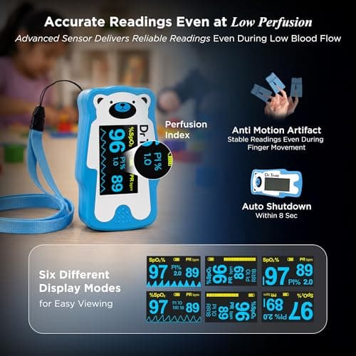Dr Trust Paediatric Finger Tip Pulse Oximeter for kids Sp02 check (Blue) 212 4
