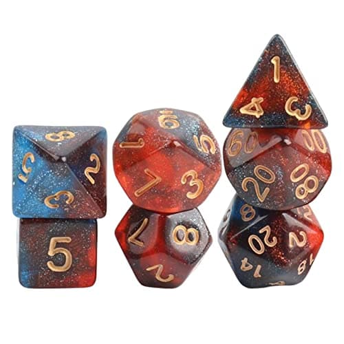 ATORSE® 2x7x Polyhedral Dice Party Game Dice Game for DND Table Game Star Dark Red 6