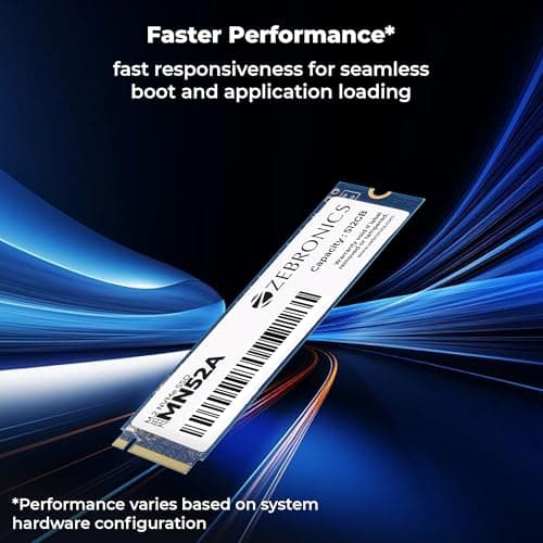 Zebronics 512GB M.2 NVMe SSD, 2280 Form Factor, 2200MB/s Read & 1600MB/s Write, Faster Than SATA SSD, High Performance Storage, Low Power Consumption, Silent Operation, S.M.A.R.T Support (MN52A) 5