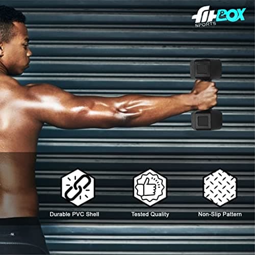 FitBox Sports Exclusive Hex PVC Dumbbells (2kg - 10kg) Pack Of Dumbbells Set For Home Gym, Black 4