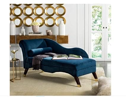 Rosewood 2-Seater Modern Classic Settee Sofa Diwan Chaise Lounge Couch with Pillow for Home and Living Room, Office, Bedroom (Blue Single Hand, Large)