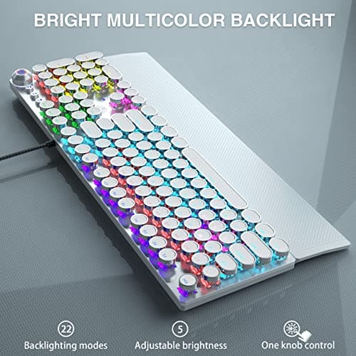Aula F2088W Mechanical Gaming Keyboard | LED Backlight RGB Wired Keyboard (White | with Handrest | Blue Switch) 4