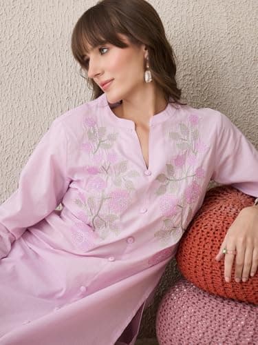 INDO ERA Women Lavender Pure Cotton Co-Ord Set | Kurta Pant Set for Casual Wear,IESTR9783M | Co Ord Set For Women Stylish | 5