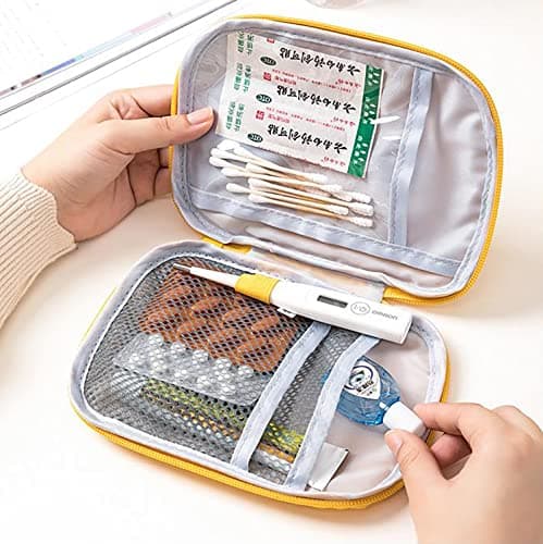 House of Quirk Nylon Oxford First Aid Bag, Empty First Aid Pouch, Mini Portable Medical Bag For Outdoor Camping Hiking Travel Emergency, Multifunction Emergency Medicine Storage (Yellow) 2
