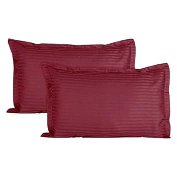 Trance Home Linen 200 TC 100% Cotton Small Size 17x25 inch Satin Stripe Pillow Covers | Pillow Cases | Set of 2 Piece Pillow Covers only |Small Size (Deep Wine, 17 X 25 inch)