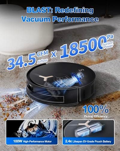 ECOVACS DEEBOT T50 MAX PRO Omni Robot Vacuum and Mop, 18,500Pa Suction, 18mm Auto-Lift, ZeroTangle &TruEdge 2.0, AIVI 3.0 Obstacle Avoidance, Auto Hot Water Mop Wash/Dry/Refill, Self-Emptying 2