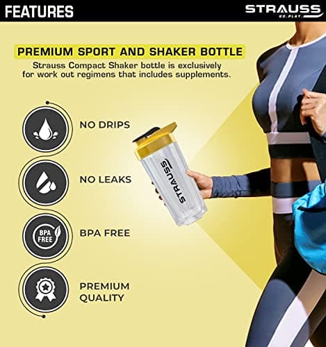 Strauss Energy Shaker Bottle, White Shade, (Yellow) 2