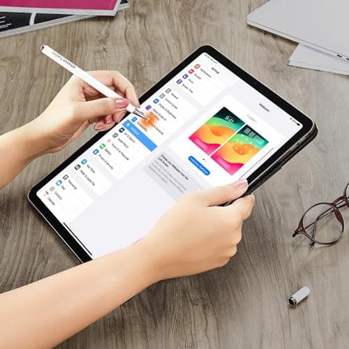 Amazon Basics Capacitive Stylus Pen for Android & iOS All Touchscreen Devices | Fine Point Disc Tip|Lightweight Metal Body with Magnetic Cover - White 4