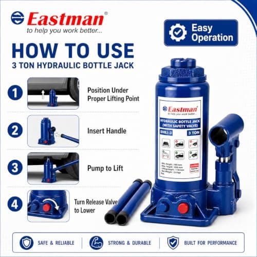 Hydraulic Bottle Jack 3 Ton Heavy Duty Steel Jack for Car, SUV, Truck Portable Hydraulic Lift Tool with Easy Pump Handle & Wide Base for Stability 5