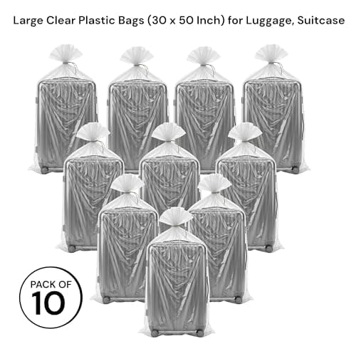Pack of 10 – Large Clear LDPE Plastic Bags (30 x 50 Inch) for Luggage, Suitcase, Chair, Mattress, Painting, Almirah & Storage – Dustproof LDPE Trolley Covers for Travel & Moving 3