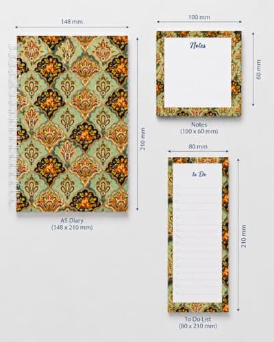 A5 Daily Planner Journal with To Do List Pad and Sticky Notes Set, Spiral Notebook for Goal Setting, Time Management, Study Organisation, Floral Mandala Design 4