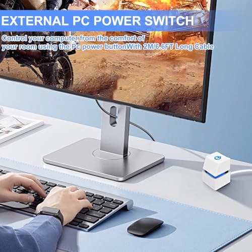 TecoKart® PC Power Button, 2 Meter External Desktop Computer Power Switch, CPU Power Switch, On/Off Power Supply Control Adapter Cable for PC Case, Computer Parts Accessories, White 3