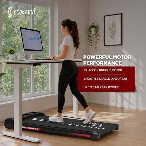 Cockatoo SmartWalk 1A Slimmest Walking Pad for Home, with Speed 1-6Km/Hr, 3HP Peak, 2-Level Incline Underdesk Treadmill (Max Weight:100 kg) 5