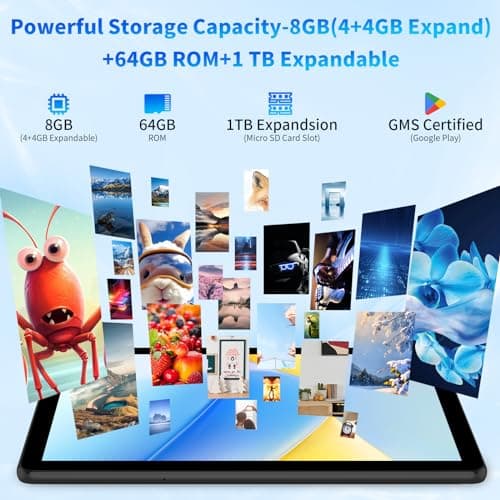 NEWISION Android Tablet, 10 inch Android 13 Tablets Octa-Core Processor with 8GB RAM 64GB 1TB Expand,1280x800 IPS HD Touchscreen, 5G WIFI,6000mAh Battery, Bluetooth, Dual Camera with Tablet Case 3