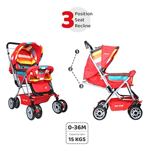 1st Step Yoyo Baby Stroller with 5 Point Safety Harness and Reversible Handlebar Stroller for Baby|360° Swivel Wheel|Large Storage Basket|Kids|Infants|New Born of 0 to 3 Years|Capacity 15kg (Rainbow) 2