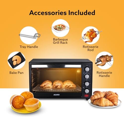 AGARO Marvel 48 Liters Oven Toaster Griller, Motorised Rotisserie and Convection Cake Baking OTG with 3 Heating Mode, (Black) 5