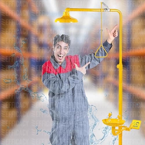 WALTZER INDIA Emergency Eye Wash & Shower, 1 Inch Inlet Connection, 7.41 Feet GI, Yellow, 1 Count 3