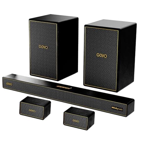 GOVO GoSurround 1008 Pro, 5.2 Channel, 680W Soundbar with True Dolby Audio®, 6.5” Dual Subwoofer, Wired Rear Satellites, HDMI/Optical/AUX/USB/Bluetooth, 3 EQ Modes, LED Display – Platinum Black