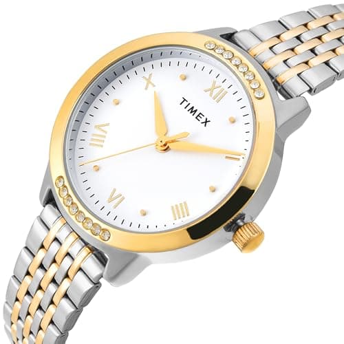 TIMEX Analog Watch for Women with White Round Dial & Silver Stainless Steel Bracelet Band Water Resistant Women's Wrist Watches - TWEL20202 2