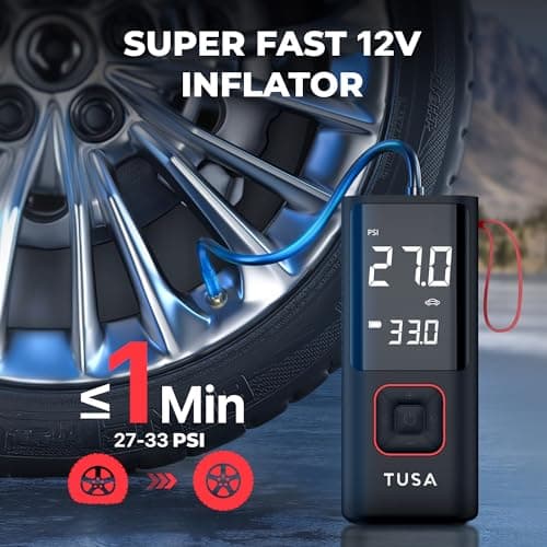 TUSA Storm X Cordless Tyre Inflator - Wired + Wireless (6000 mAh Battery & 12V Car Port), 2X Faster Inflation, 150PSI Air Compressor for Cars, Bikes, Motorcycles, Balls, and Inflatables (Red) 2