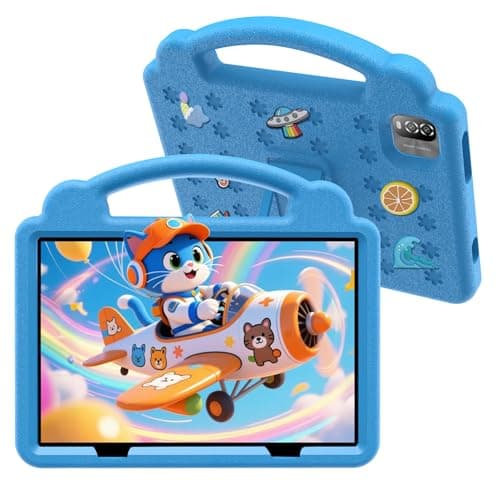 VOLENTEX 10 Inch Kids Tablet with Case, Android 15 Tablet for 3-12 Years, 64GB Training Pad, 5G WIFI6, Parental Control, Dual Camera, 6000mAh, Bluetooth (Blue)