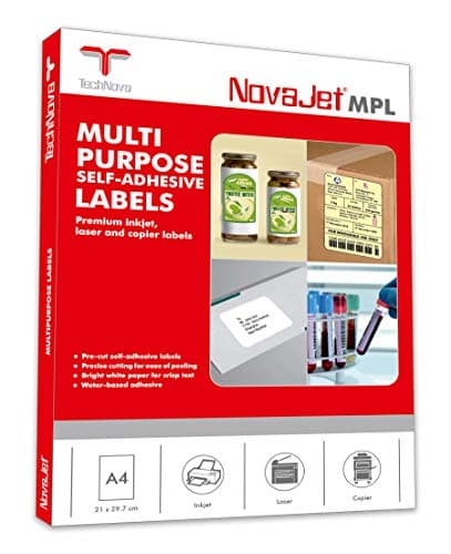 NovaJet Multipurpose Label for Inkjet/Laser Printer 21 Label (Size of Lable 63.5 mm x 38 mm) in A4 Sheet (100 Sheet)