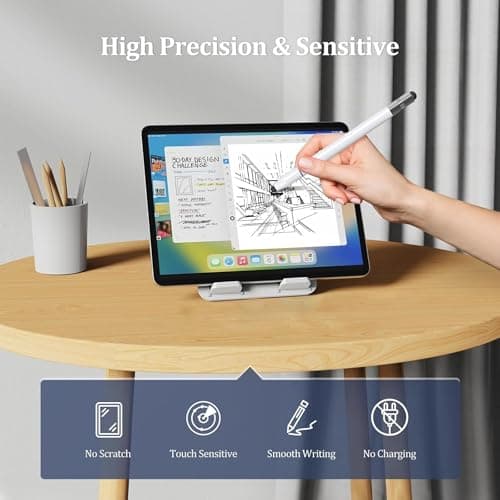 Dyazo 4-in-1 Stylus Pen for Smart Touch Screen Devices with Precision Capacitive Rubber Tip | Fine Point Disc Tip | Pen Functionality | Compatible with iPad, iPhone, Kindle, Android, Tablets & More 4