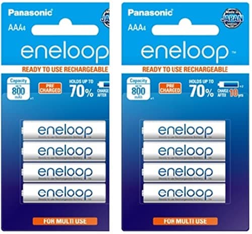 Panasonic BK-4MCCE/8BN Eneloop(Up to 800 mAH) AAA Ni-Mh Pre-Charged Rechargeable Batteries, 8-Battery Pack