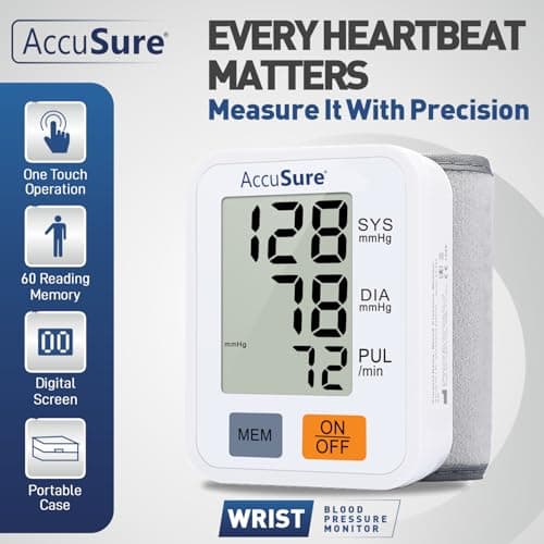 AccuSure Automatic Digital Wrist Blood Pressure Monitor | Smart BP Check Machine for Hypertension & Heart Health Monitoring | Portable BP Apparatus for Home & Travel Use | Easy One-Touch Operation wit 2