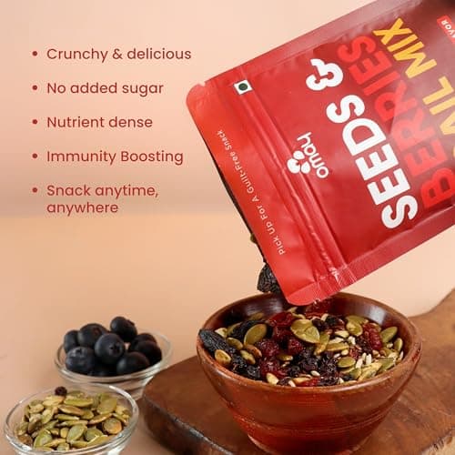 Omay Foods Seeds & Berries Mix, 400g Pouch | Trail Mix | Roasted Seeds, Dried Berries | Antioxidants, Omega-3 & Fibre | No Added Sugar | Oil-Free | Healthy Snack for Weight Loss 5