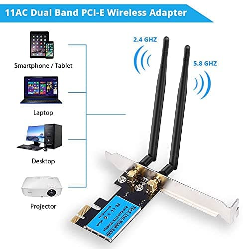 Etzin WiFi Card Wireless Network Card AC1200Mbps PCIe Dual Band 5G/2.4G Wireless WiFi Adapter Network Card for Windows 10/Windows 8/Windows 7(1200Mbps)-(EPL-842PC) 5
