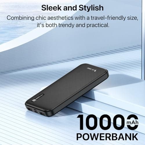 10000mAh Power Bank Portable Slim Design with Dual USB Output Type-C Micro (Input & Output) Lithium Polymer Battery Compatible with iPhone, Samsung, OnePlus & All Smartphones- Black 3