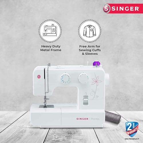 Singer Promise 1412 Zig-Zag Sewing Machine, 12 Built-in Stitches, 25 Stitches Functions (White) with 70 W Powerful motor & Feed dog with106 Teeth in 6 Rows-Get Free Online Interactive Master Class 6