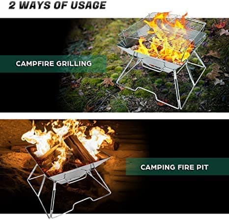 Qebham Grill Medium: Original Folding Charcoal Bbq Grill Stainless Steel With Carrying Bag For Backpacking Included, Hiking Travel Picnic Bbq, Free Standing 2