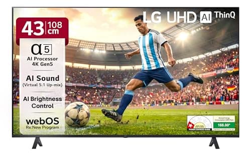 LG 108 cm (43 Inches) UR7500 AI Series 4K Ultra HD (3840 x 2160) Smart webOS LED TV 43UR7500PSC
