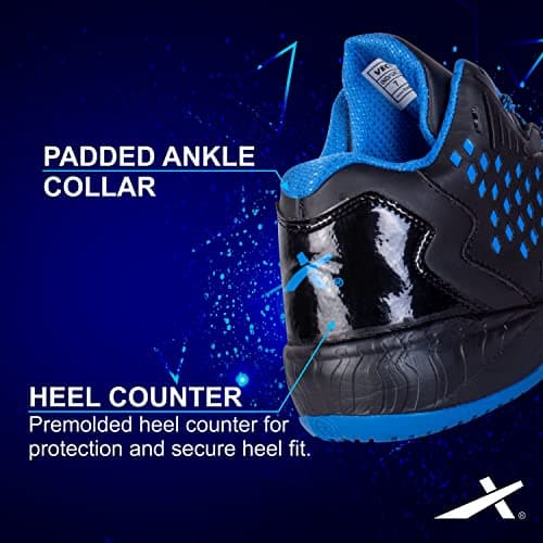 Vector X Cosmic Mens Synthetic Leather, Breathable Mesh|Eva Phylon, Rubber Sole Basketball Shoes Streetball Master Non Slip Outdoor Sneakers Cushioning Workout Shoes for Fitness (Black-Blue, 8) 5